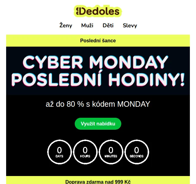 Dedoles.cz: slevy až 80 % s kódem MONDAY – červenec 2026 | Nuslet.cz
