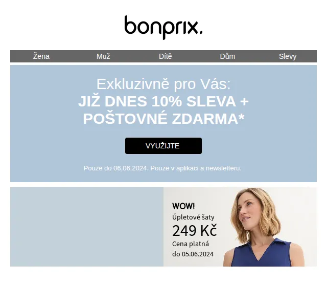 bonprix: sleva 10 % a poštovné zdarma – červenec 2026 | Nuslet.cz