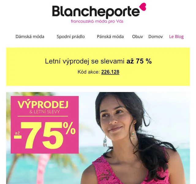 Blancheporte: Růžová móda až -75 % – červenec 2026