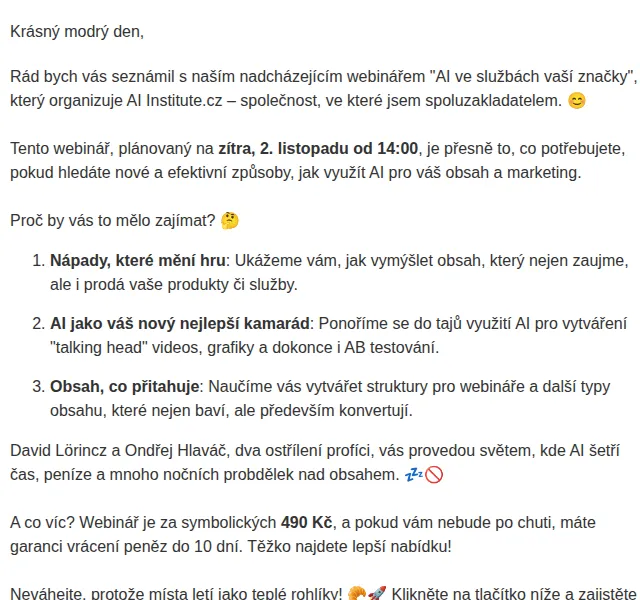 David Lörincz: Webinář AI ve službách vaší značky – 490 Kč – listopad 2026 | Nuslet.cz
