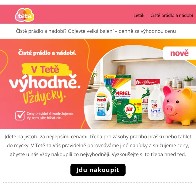 Teta drogerie: Velká balení praní a mytí – srpen 2026