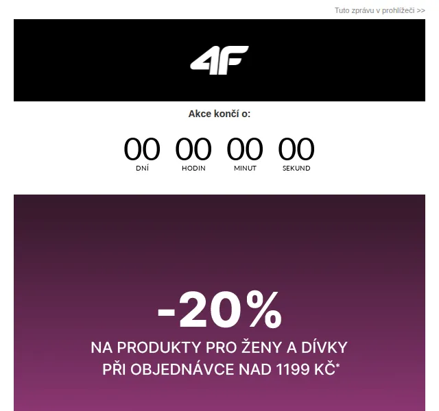 4Fstore.cz: -20 % na dámské a dívčí produkty – červenec 2026 | Nuslet.cz