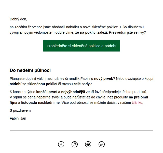 Jan Fabini: skleněné poklice a nádobí – výhodně – červenec 2026 | Nuslet.cz