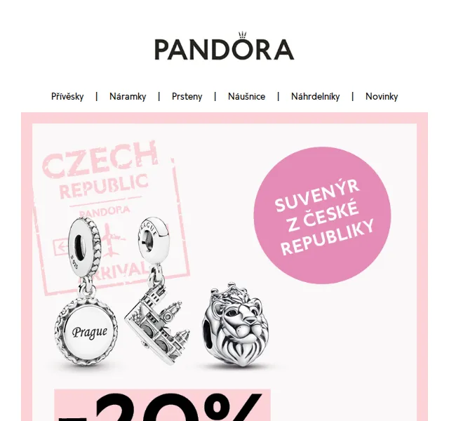 Pandora: 20% sleva na nosný prvek a 2 přívěsky – červen 2026 | Nuslet.cz