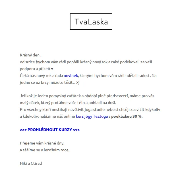 Niki a Ctirad z TvaLaska: 30% sleva na online kurz jógy – červen 2026 | Nuslet.cz