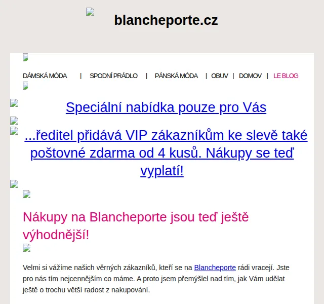 Blancheporte: Zimní výprodej až -80 % + poštovné zdarma – červenec 2026 | Nuslet.cz