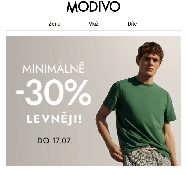 Modivo: Min. 30% sleva na letní kolekci – červenec 2026 | Nuslet.cz