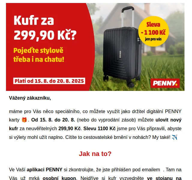 Penny: Kufr za 299,90 Kč – srpen 2026 | Nuslet.cz