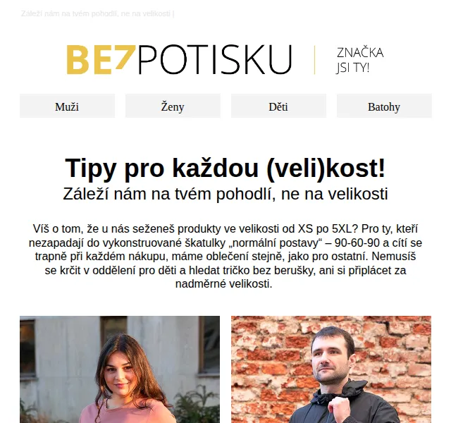 BezPotisku: oblečení ve velikostech XS–5XL – červen 2026 | Nuslet.cz