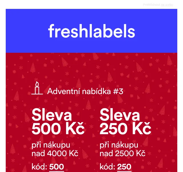 Freshlabels: sleva 250 Kč nad 2500 Kč – červenec 2026 | Nuslet.cz