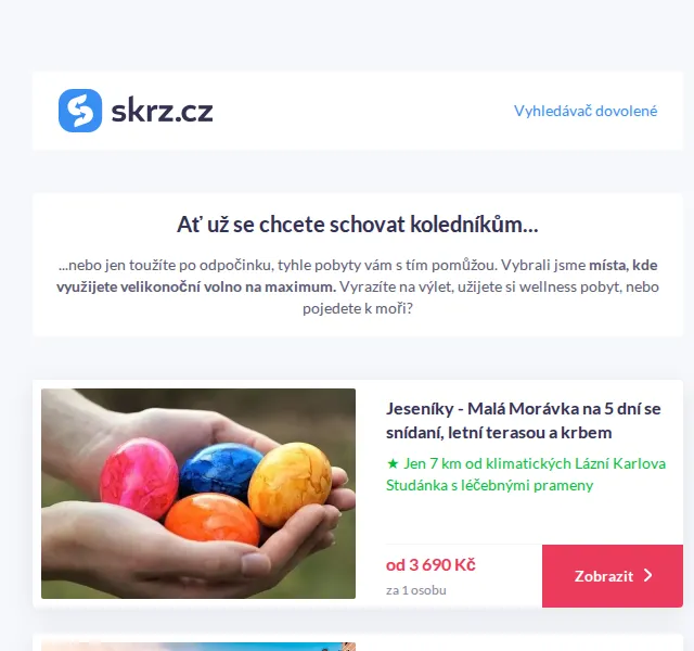 Vánoce na Skrz: velikonoční pobyty a zájezdy – červen 2026 | Nuslet.cz