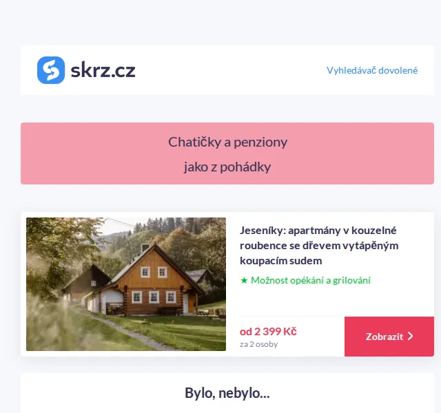 Vánoce na Skrz: Penziony a chatičky od 1 299 Kč – červenec 2026 | Nuslet.cz