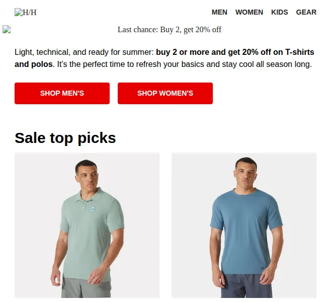 Helly Hansen: Sleva 20 % na trička a polokošile – červen 2026 | Nuslet.cz