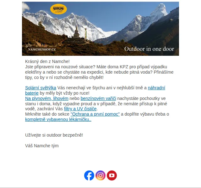 Namcheshop: vybavení pro nouzové situace – červen 2026 | Nuslet.cz