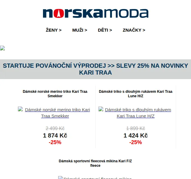 Norskamoda.cz: Slevy 25 % na novinky Kari Traa – červenec 2026 | Nuslet.cz