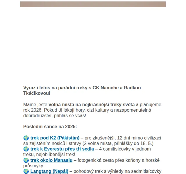 Namcheshop: treky s CK Namche – červenec 2026 | Nuslet.cz