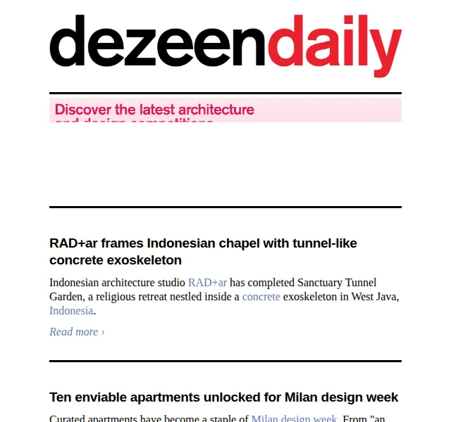Dezeen Daily: nejnovější architektura a design – červenec 2026 | Nuslet.cz