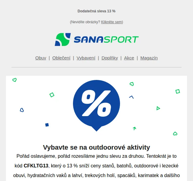 Sanasport: 13% sleva na outdoor – červen 2026 | Nuslet.cz