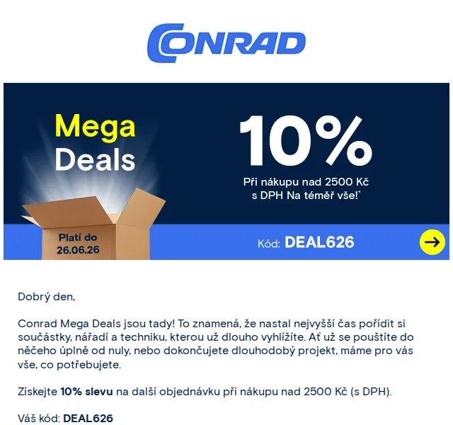 Conrad Electronic: 10% sleva na tech vybavení – červen 2026