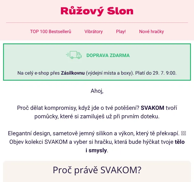 Růžový Slon: Svakom sleva – doprava zdarma | Nuslet.cz