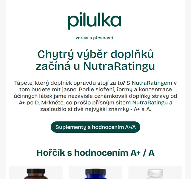 Pilulka.cz: NutraRating doplňky stravy A+/A – červenec 2026 | Nuslet.cz