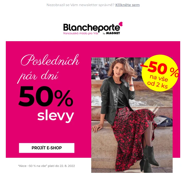 Blancheporte: −50 % na sukně a oblečení – červenec 2026 | Nuslet.cz