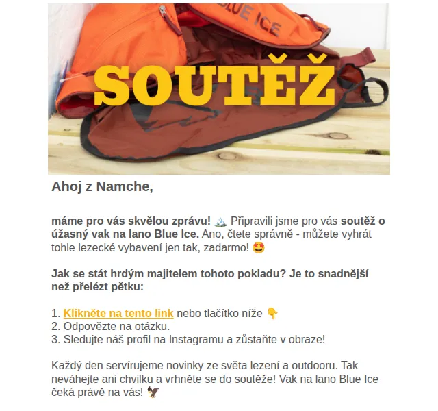 Namcheshop: Soutěž o vak na lano Blue Ice – červenec 2026 | Nuslet.cz
