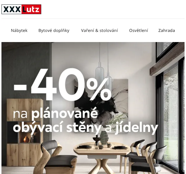 XXXLutz: -40 % na obývací stěny a jídelny – červenec 2026