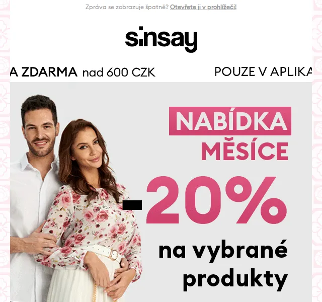 Sinsay: -20 % na kategorii Nabídka měsíce – červenec 2026 | Nuslet.cz
