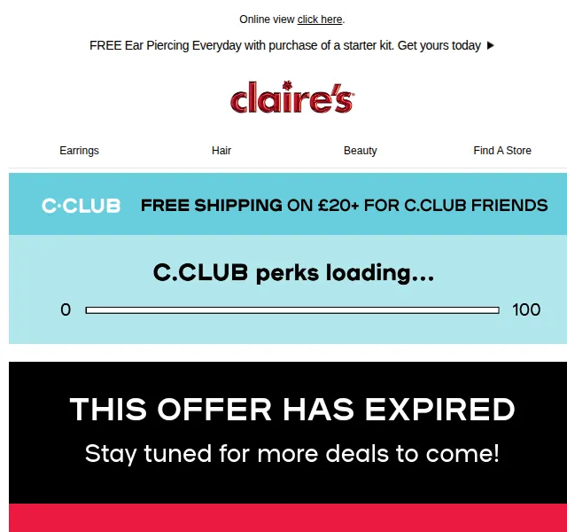 Claire's: až 60% sleva + extra 25% na vše – červenec 2026 | Nuslet.cz