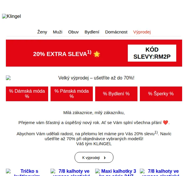 KLiNGEL: 20% extra sleva na módu – červenec 2026 | Nuslet.cz