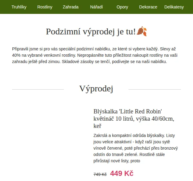 Truhlíkov.cz: podzimní výprodej rostlin se slevami až 40 % – červen 2026 | Nuslet.cz