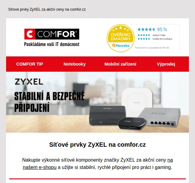 Comfor: Síťové prvky ZyXEL se slevou – červen 2026 | Nuslet.cz
