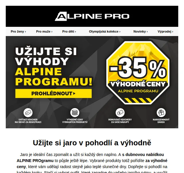 ALPINE PRO: Jarní mikiny a tepláky až -35 % – duben 2026