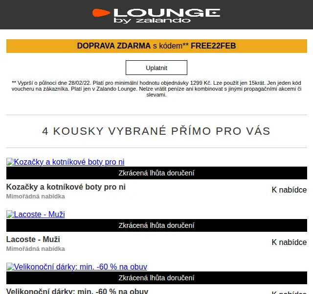 Lounge by Zalando: Lacoste, Ivko, BDG Urban Outfitters – slevy až -75 % – červen 2026 | Nuslet.cz