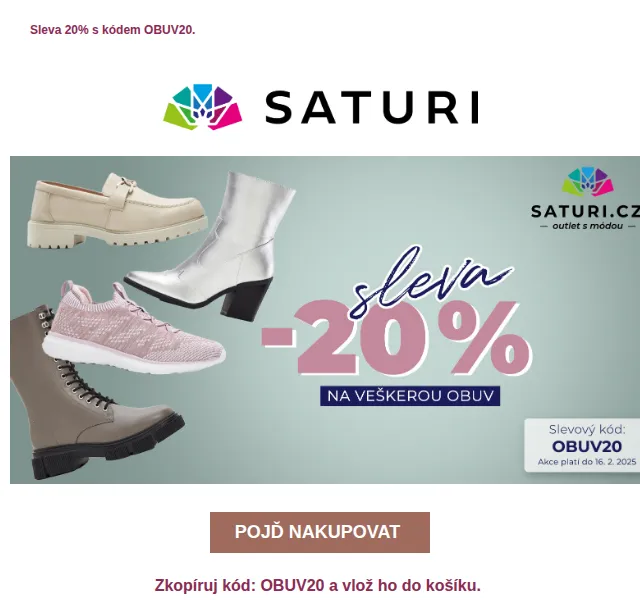 Saturi: sleva 20 % na boty – červenec 2026 | Nuslet.cz