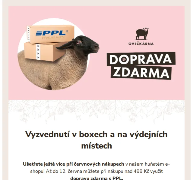 Ovečkárna: Doprava zdarma nad 499 Kč – červenec 2026 | Nuslet.cz
