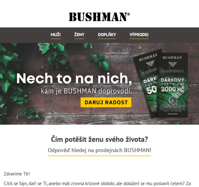 BUSHMAN: Dárky pro maminku – červen 2026 | Nuslet.cz