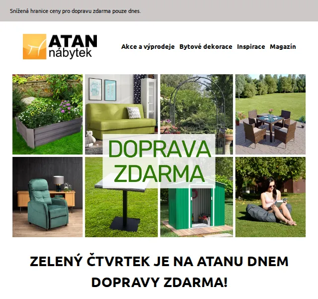 ATAN nábytek: doprava zdarma nad 2500 Kč – červen 2026 | Nuslet.cz
