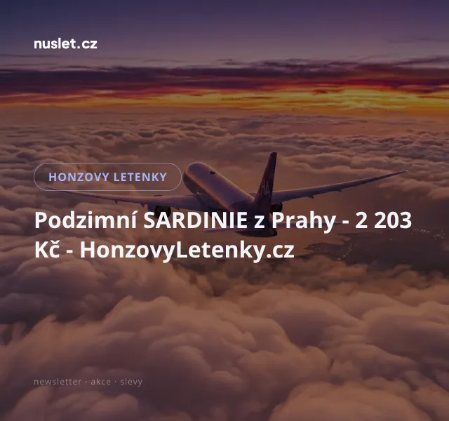 Honzovy letenky: Sardinie z Prahy 2 203 Kč – srpen 2026