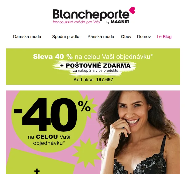 Blancheporte: spodní prádlo se slevou 40 % – červenec 2026 | Nuslet.cz