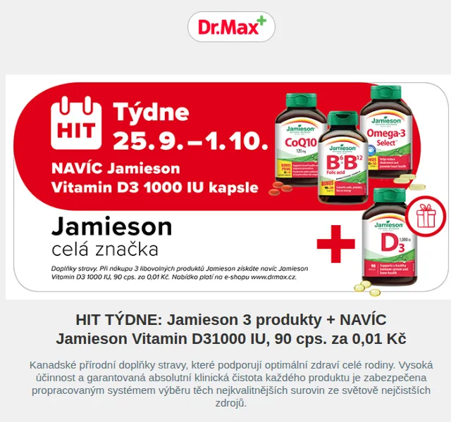 Dr.Max E-shop: Doplňky stravy Jamieson – akce červenec 2026 | Nuslet.cz