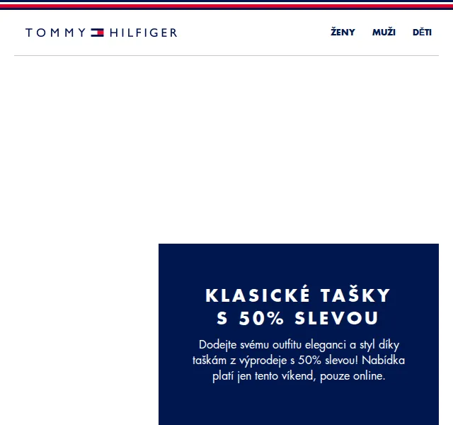 Tommy Hilfiger: 50% slevy na všechny tašky – červen 2026 | Nuslet.cz