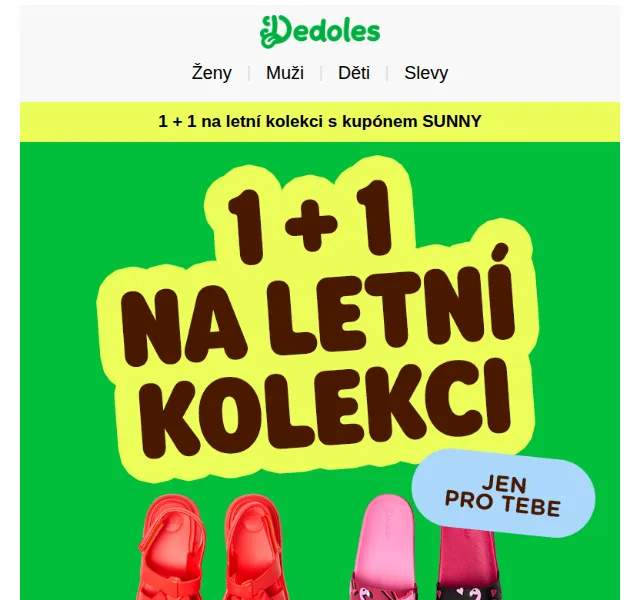 Dedoles: 1+1 na letní kolekci s kódem SUNNY – červenec 2026 | Nuslet.cz