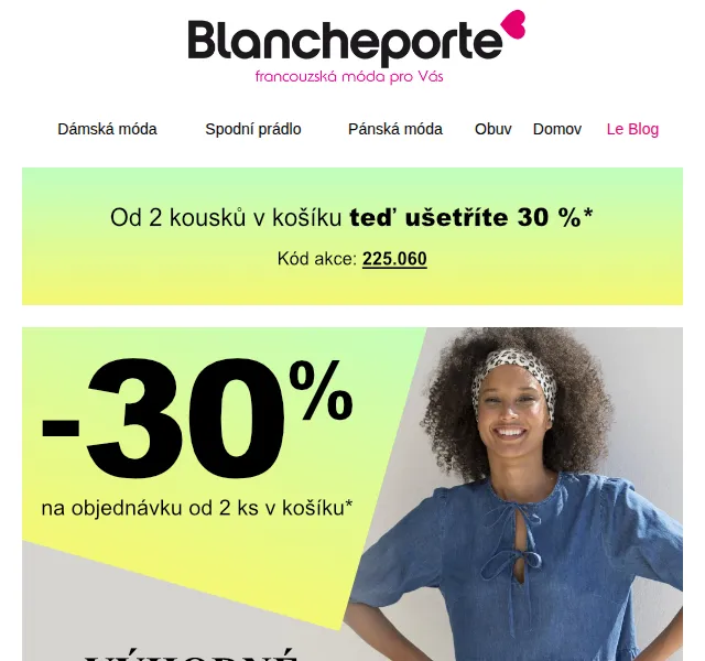 Blancheporte: -30 % od 2 ks – červenec 2026 | Nuslet.cz