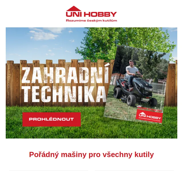 UNI HOBBY: Katalog zahradní techniky – červenec 2026 | Nuslet.cz