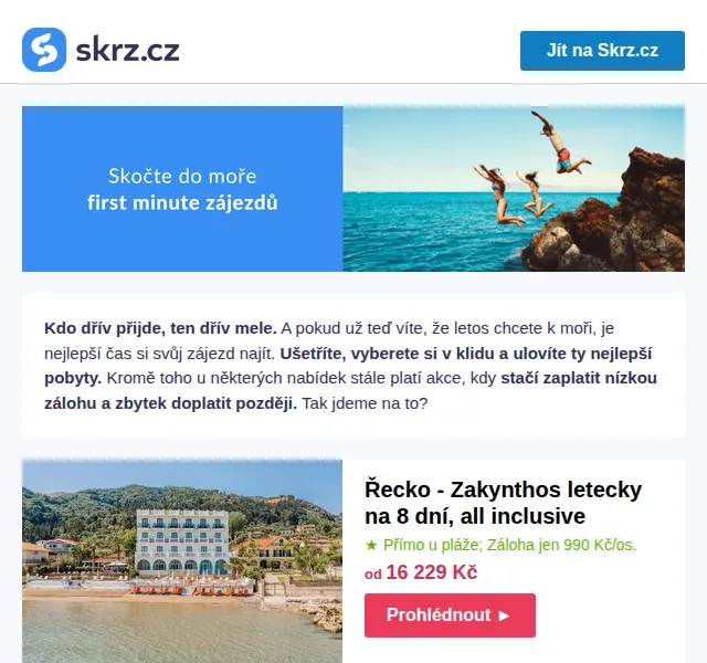 Skrz: First minute dovolená u moře 2026 – od 1 242 Kč | Nuslet.cz
