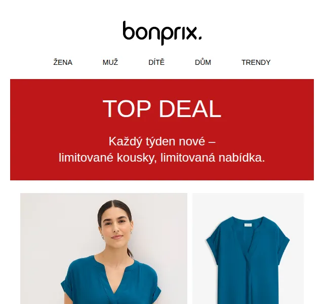 Bonprix: TOP DEALS týdne – hallenka 249 Kč – srpen 2026