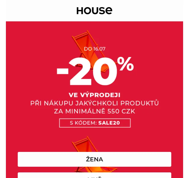 HOUSE: Výprodej -20 % navíc – červenec 2026 | Nuslet.cz