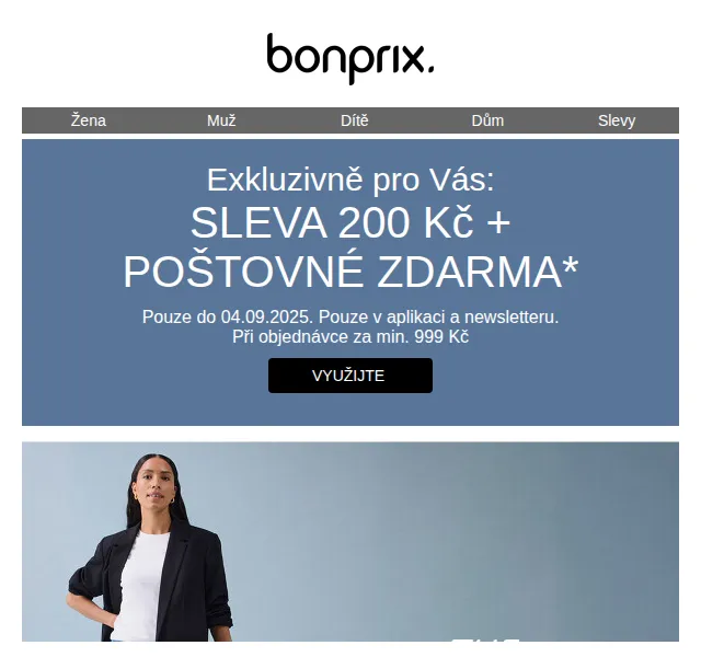 bonprix: Sleva 200 Kč a poštovné zdarma – červenec 2026 | Nuslet.cz